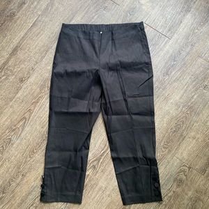 J Jill Linen-Stretch Button-Hem Ankle Pants